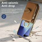 Til Samsung Galaxy Z Flip8 Telefoncover Kortholder Støtteben Bladspænde Læderbagside med Indbygget Spejl