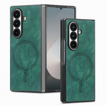For Samsung Galaxy Z Fold7 5G Magnetic Case Vintage Leather + PC Protective Phone Cover