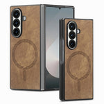 For Samsung Galaxy Z Fold7 5G Magnetic Case Vintage Leather + PC Protective Phone Cover