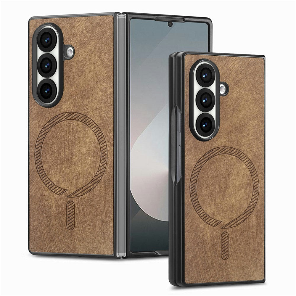 For Samsung Galaxy Z Fold7 5G Magnetic Case Vintage Leather + PC Protective Phone Cover
