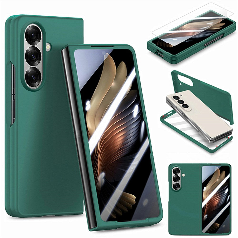 Til Samsung Galaxy Z Fold7 5G etui i hårdt pc-blødt telefoncover med indbygget hærdet glasfilm