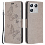For Xiaomi 13 Wallet Case Imprinted Butterflies Leather Phone Cover with Strap