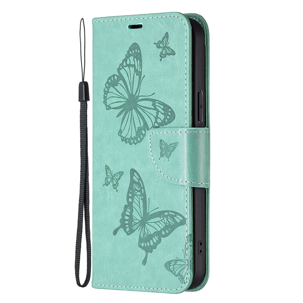 For Xiaomi 13 Wallet Case Imprinted Butterflies Leather Phone Cover with Strap