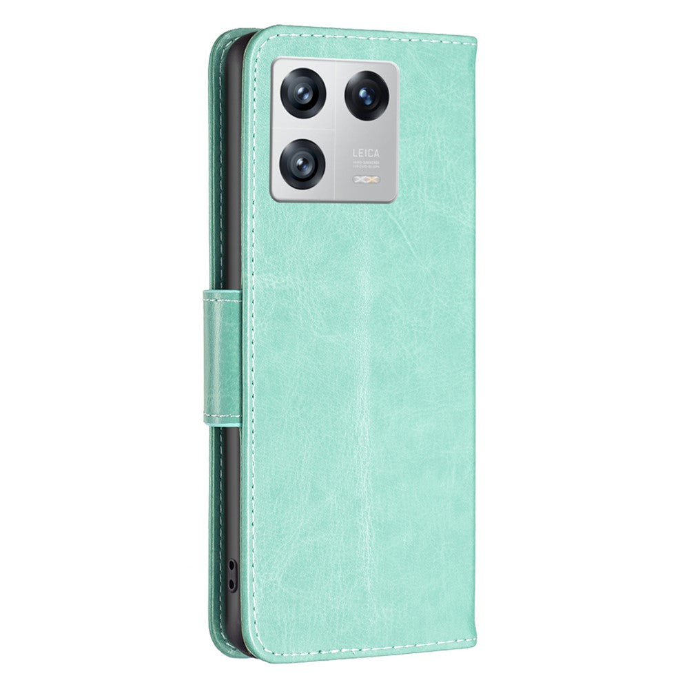 For Xiaomi 13 Wallet Case Imprinted Butterflies Leather Phone Cover with Strap