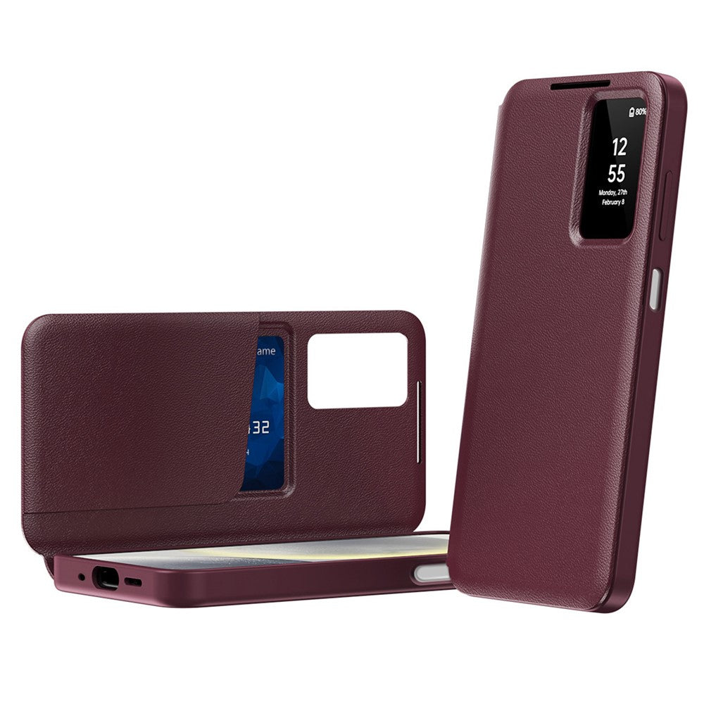 For Samsung Galaxy A27 5G Case with Card Holder Smart View Window Leather Phone Cover