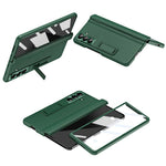 For Samsung Galaxy Z Fold8 Ultra Case with Tempered Glass Film Kickstand PC  + PU Leather Folding Phone Cover