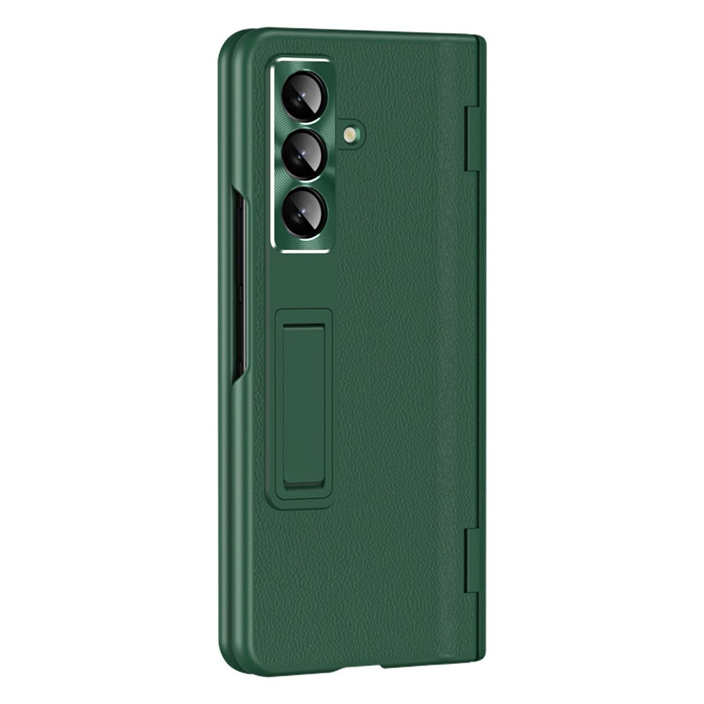 For Samsung Galaxy Z Fold8 Ultra Case with Tempered Glass Film Kickstand PC  + PU Leather Folding Phone Cover