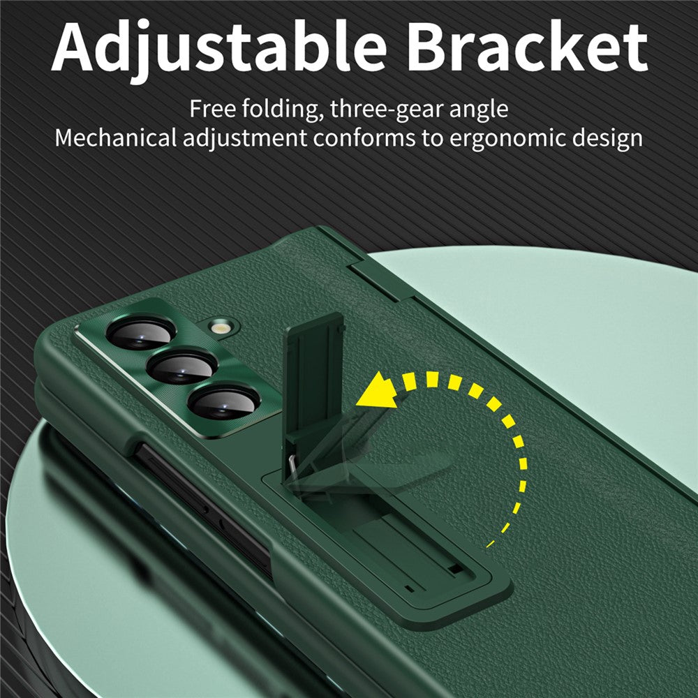 For Samsung Galaxy Z Fold8 Ultra Case with Tempered Glass Film Kickstand PC  + PU Leather Folding Phone Cover