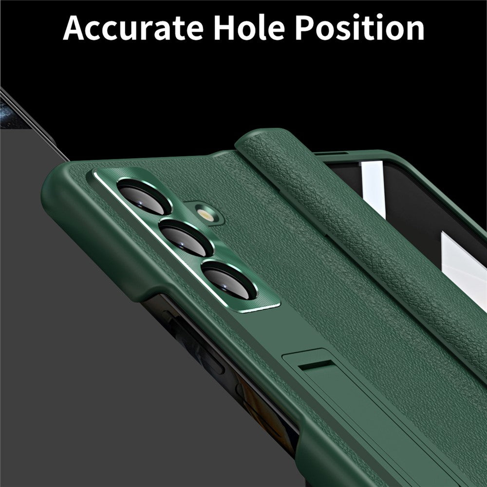 For Samsung Galaxy Z Fold8 Ultra Case with Tempered Glass Film Kickstand PC  + PU Leather Folding Phone Cover