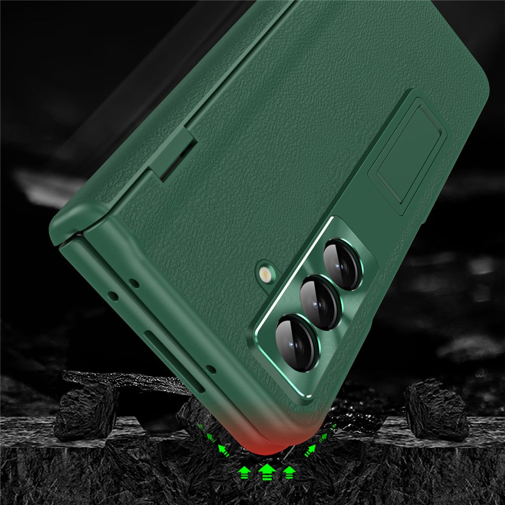 For Samsung Galaxy Z Fold8 Ultra Case with Tempered Glass Film Kickstand PC  + PU Leather Folding Phone Cover
