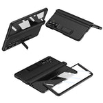 For Samsung Galaxy Z Fold8 Ultra Case with Tempered Glass Film Kickstand PC  + PU Leather Folding Phone Cover