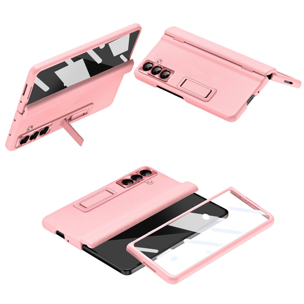 For Samsung Galaxy Z Fold8 Ultra Case with Tempered Glass Film Kickstand PC  + PU Leather Folding Phone Cover