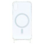 For iPhone XS Max 6.5 inch Magnetic Case TPU+PC 1.5mm Clear Phone Cover with Lanyard Holes