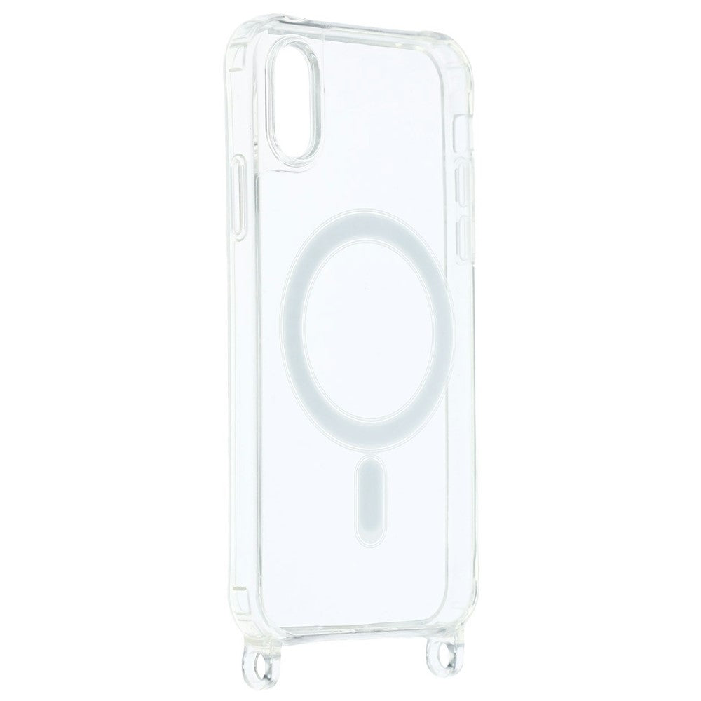 For iPhone XS Max 6.5 inch Magnetic Case TPU+PC 1.5mm Clear Phone Cover with Lanyard Holes