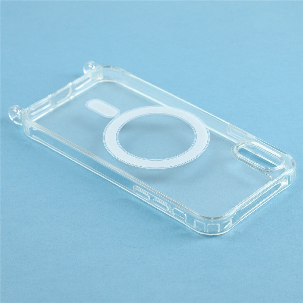 For iPhone XS Max 6.5 inch Magnetic Case TPU+PC 1.5mm Clear Phone Cover with Lanyard Holes