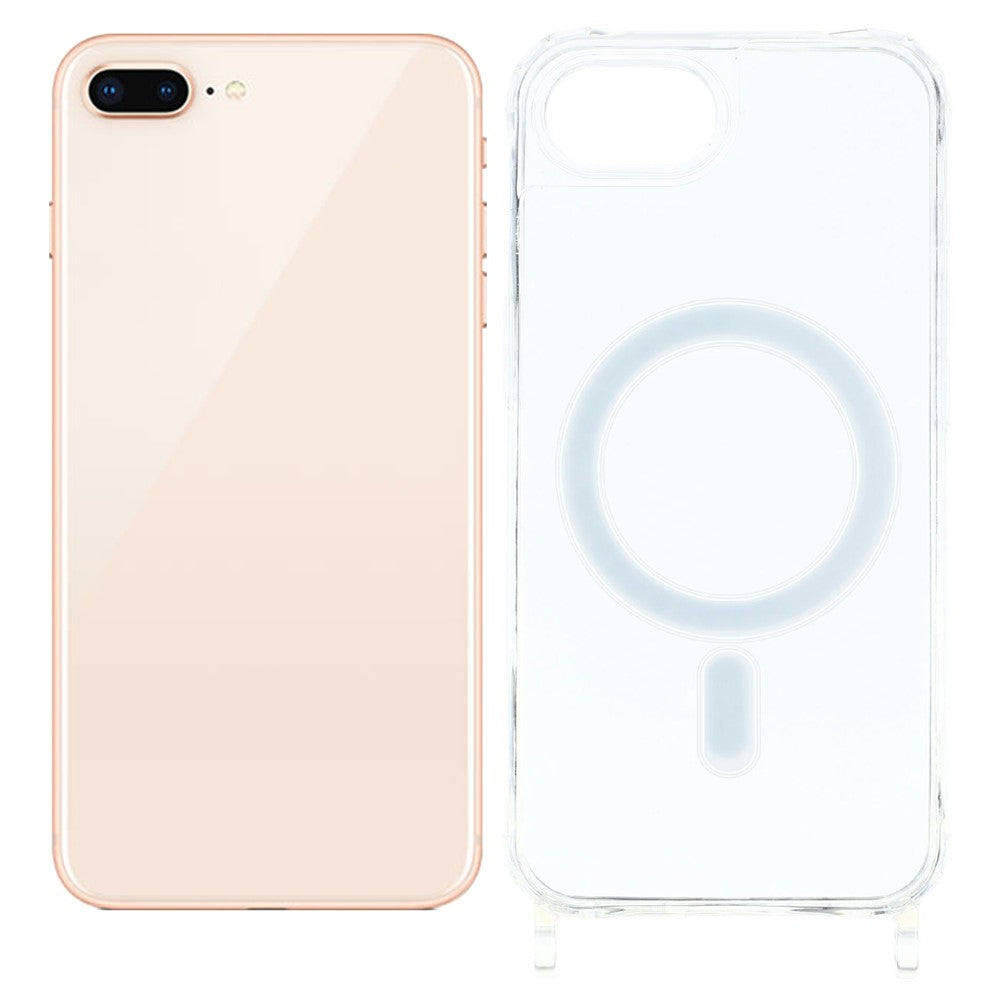 iPhone 8 Plus 5,5 tum / 7 Plus 5,5 tum Magnetiskt skal TPU+PC 1,5 mm genomskinligt mobilskal med hål för snodd