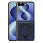For Samsung Galaxy Z Flip8 Magnetic Case with Kickstand Carbon Fiber Texture PU Leather Phone Back Cover