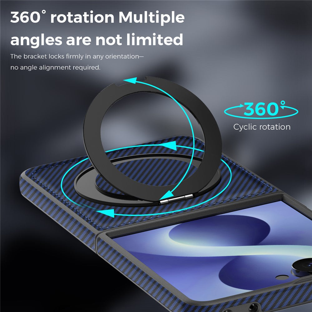 For Samsung Galaxy Z Flip8 Magnetic Case with Kickstand Carbon Fiber Texture PU Leather Phone Back Cover