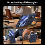 For Samsung Galaxy Z Flip8 Magnetic Case with Kickstand Carbon Fiber Texture PU Leather Phone Back Cover