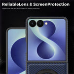 For Samsung Galaxy Z Flip8 Magnetic Case with Kickstand Carbon Fiber Texture PU Leather Phone Back Cover