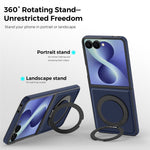 For Samsung Galaxy Z Flip8 Magnetic Case with Kickstand Carbon Fiber Texture PU Leather Phone Back Cover