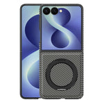 For Samsung Galaxy Z Flip8 Magnetic Case with Kickstand Carbon Fiber Texture PU Leather Phone Back Cover