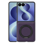 For Samsung Galaxy Z Flip8 Magnetic Case with Kickstand Carbon Fiber Texture PU Leather Phone Back Cover