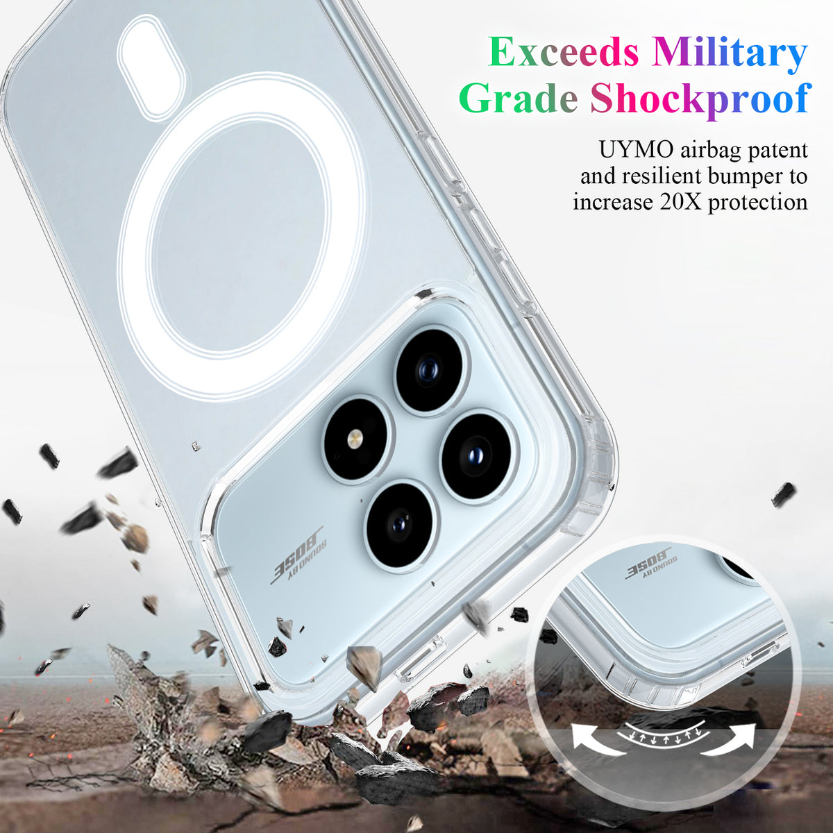 Xiaomi Poco F8 Pro 5G / Xiaomi Redmi K90 5G gennemsigtigt magnetisk mobilcover i TPU + akrylbagpanel