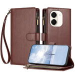 For Wiko Hi Enjoy 80 Plus 5G / Honor X7e 4G Leather Case Zipper Wallet Stand Shockproof Phone Cover with Wrist Strap