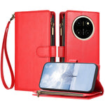For Honor X80 Pro Max 5G Leather Case Zipper Wallet Stand Shockproof Phone Cover with Wrist Strap