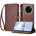 For Honor X80 Pro Max 5G Leather Case Zipper Wallet Stand Shockproof Phone Cover with Wrist Strap