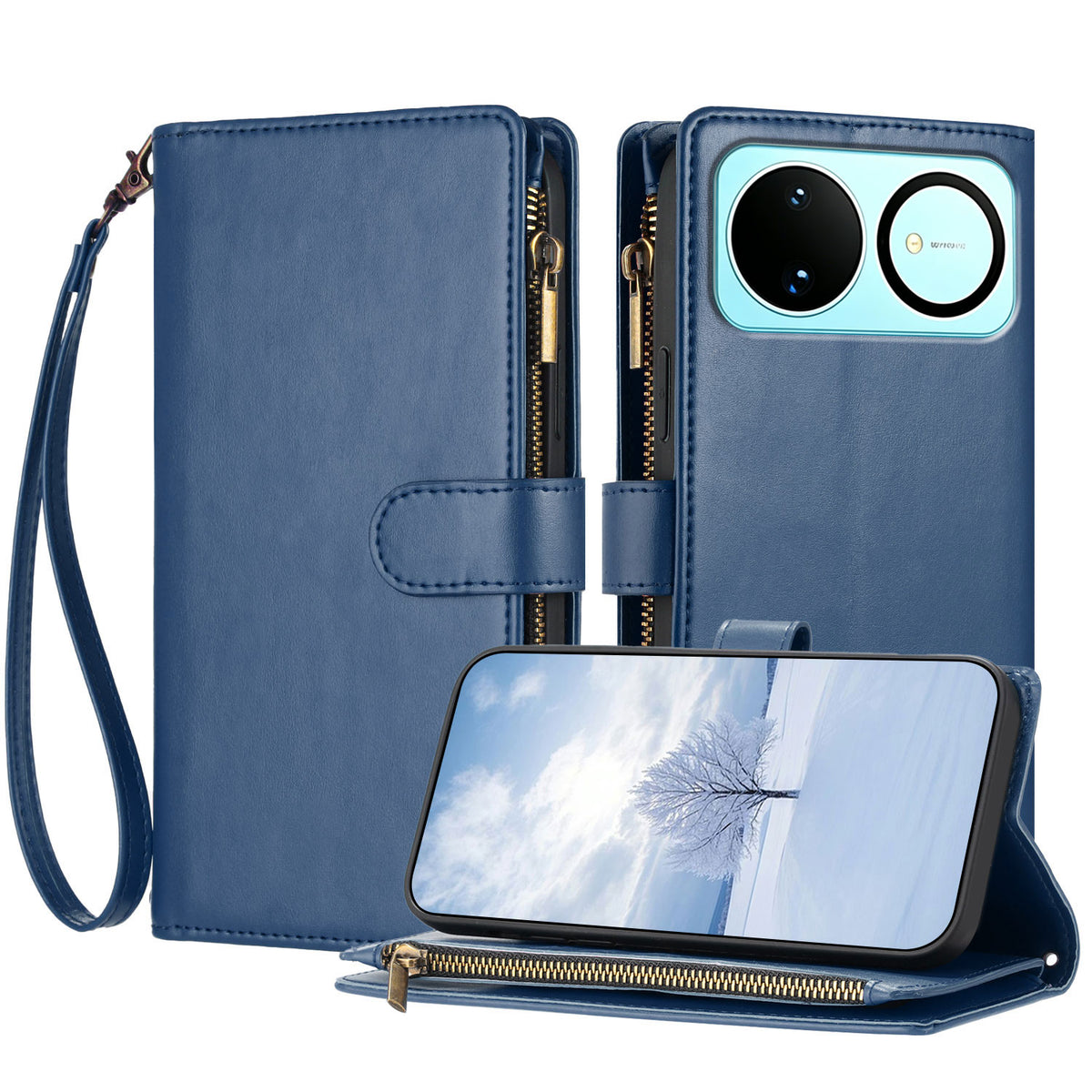 For Huawei nova 16 5G Leather Case Zipper Wallet Stand Shockproof Phone Cover with Wrist Strap