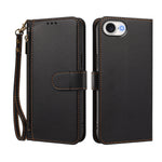 Til iPhone 16e / iPhone 17e etui med 4 kortlommer, tegnebogsstander, PU-lædertelefoncover med håndledsrem