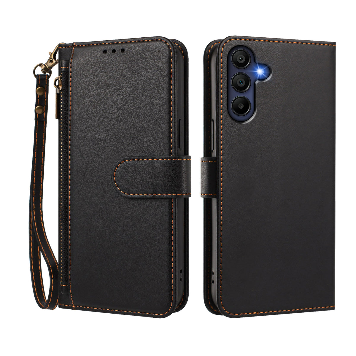 Til Samsung Galaxy A16 4G / Galaxy A16 5G Cover med 4 kortlommer, tegnebogsstativ og PU-lædertelefoncover med håndrem