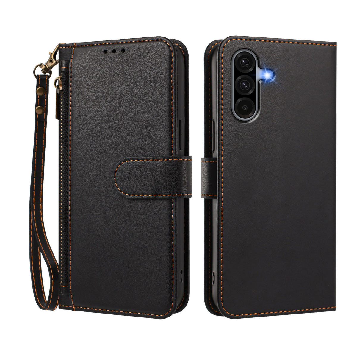 For Samsung Galaxy A37 5G / A56 5G / A36 5G Case 4 Card Slots Wallet Stand PU Leather Phone Cover with Wrist Strap
