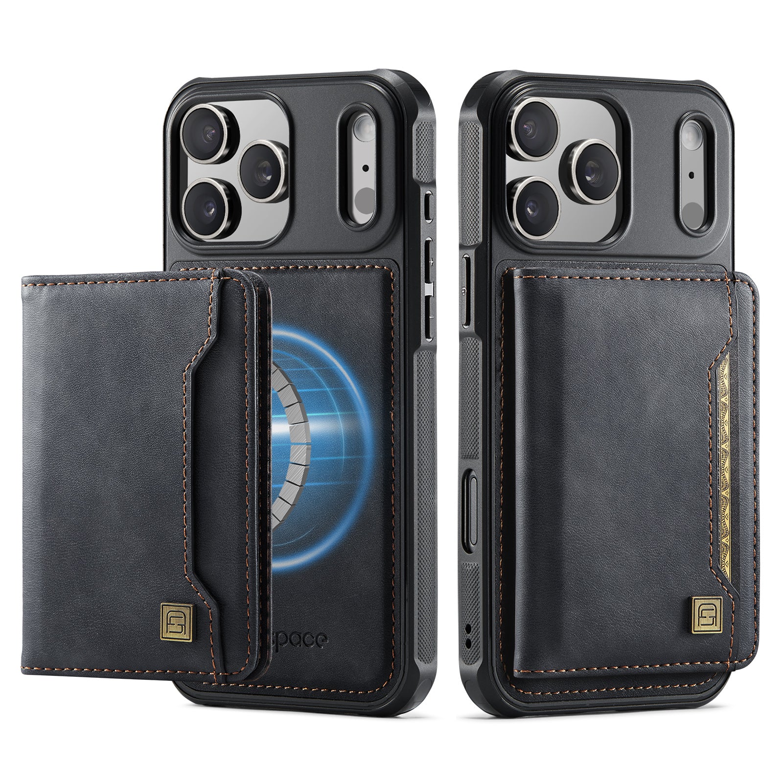 AUTSPACE til iPhone 17 Pro cover A13 vintage læder bagcover med magnetisk aftagelig kortholder