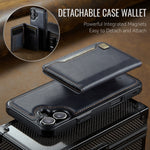 AUTSPACE for iPhone 17 Case A13 Vintage Leather Back Cover with Magnetic Detachable Card Bag