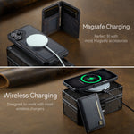 AUTSPACE for iPhone 17 Case A13 Vintage Leather Back Cover with Magnetic Detachable Card Bag