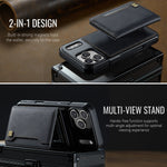 AUTSPACE for iPhone 17 Pro Max Case  A13 Vintage Leather Back Cover with Magnetic Detachable Card Bag