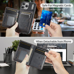 AUTSPACE for iPhone 17 Pro Max Case  A13 Vintage Leather Back Cover with Magnetic Detachable Card Bag