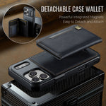 AUTSPACE for iPhone 17 Pro Max Case  A13 Vintage Leather Back Cover with Magnetic Detachable Card Bag