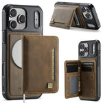 AUTSPACE for iPhone 17 Pro Max Case  A13 Vintage Leather Back Cover with Magnetic Detachable Card Bag