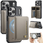AUTSPACE for iPhone 17 Pro Max Case  A13 Vintage Leather Back Cover with Magnetic Detachable Card Bag