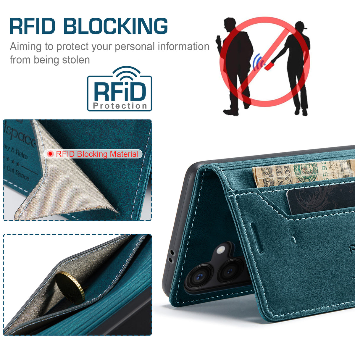 AUTSPACE til Samsung Galaxy S25 FE Wallet Case A01 Læder Stand Cover med RFID-blokerende Kortrum
