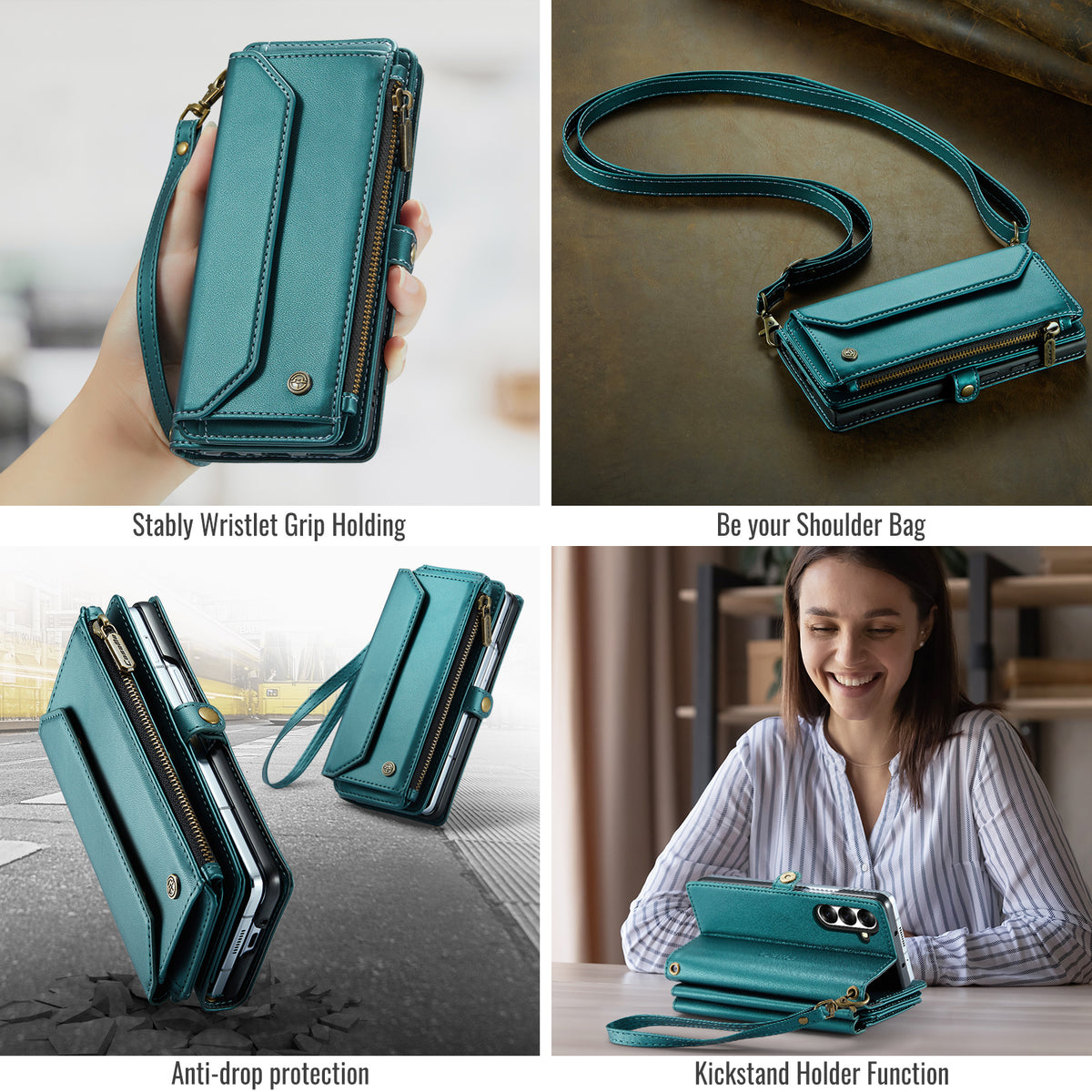 CASEME for Samsung Galaxy Z Fold8 Ultra Case  C36 Series Zipper Wallet Leather Phone Cover with Straps
