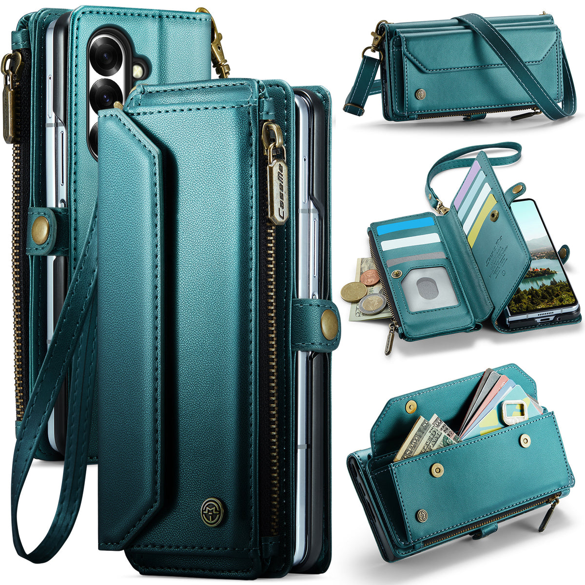 CASEME for Samsung Galaxy Z Fold8 Ultra Case  C36 Series Zipper Wallet Leather Phone Cover with Straps