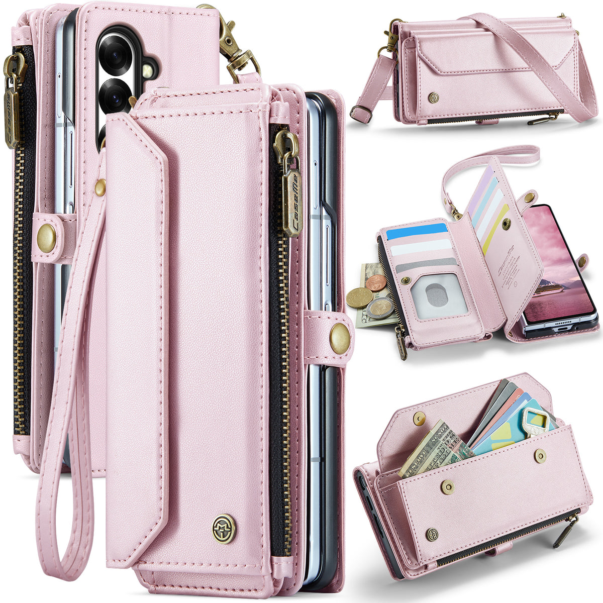 CASEME for Samsung Galaxy Z Fold8 Ultra Case  C36 Series Zipper Wallet Leather Phone Cover with Straps