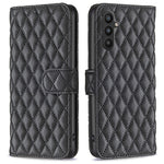 BINFEN COLOR BF Style-14 For Samsung Galaxy A34 5G Imprinted Rhombus Pattern Wallet Phone Case PU Leather Stand Magnetic Closure Flip Folio Cover