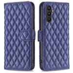 BINFEN COLOR BF Style-14 For Samsung Galaxy A34 5G Imprinted Rhombus Pattern Wallet Phone Case PU Leather Stand Magnetic Closure Flip Folio Cover