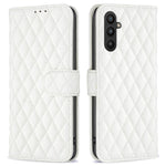 BINFEN COLOR BF Style-14 For Samsung Galaxy A34 5G Imprinted Rhombus Pattern Wallet Phone Case PU Leather Stand Magnetic Closure Flip Folio Cover